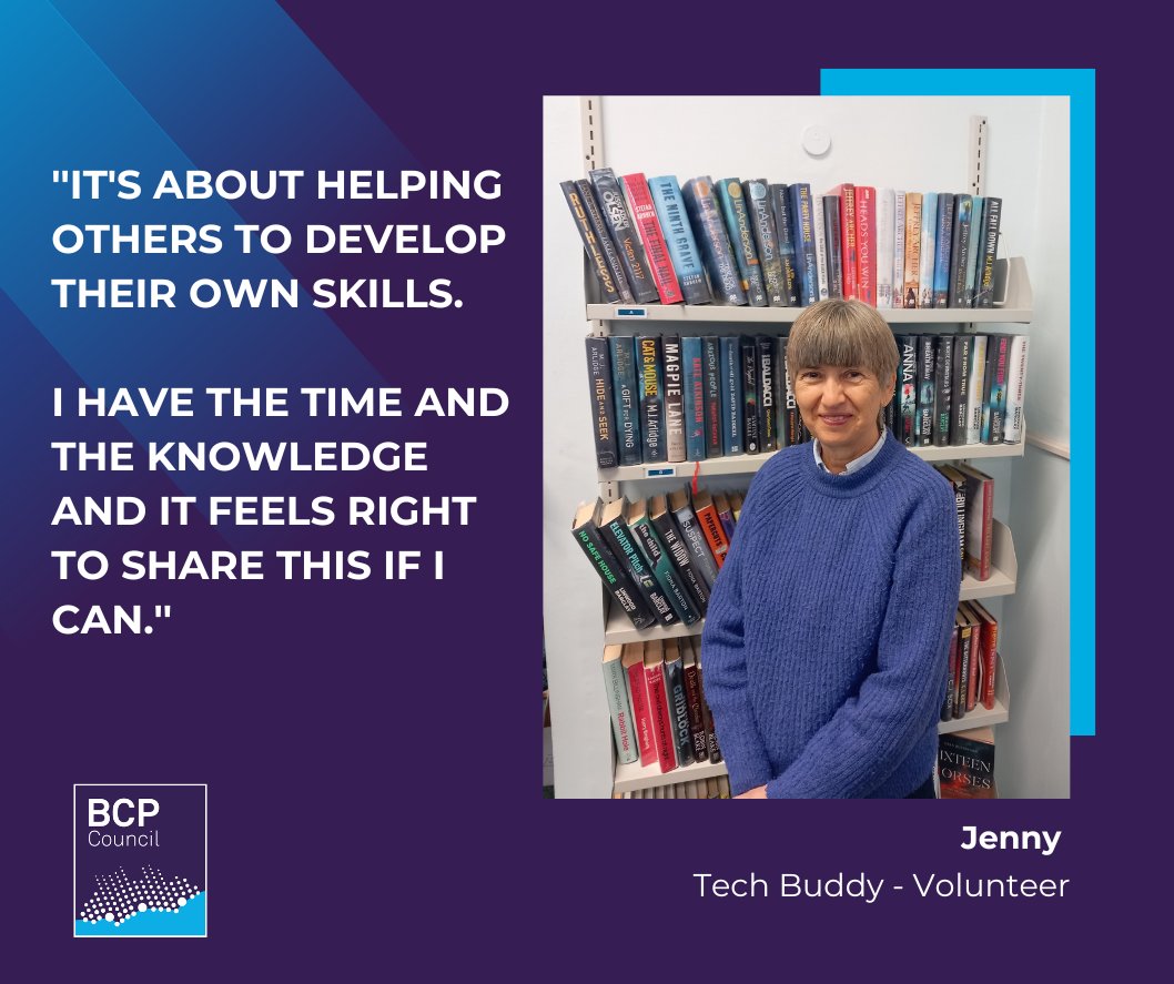 👩‍💻 Jenny volunteers as one of the Tech Buddies at Southbourne Library, she shares what she finds valuable about the Library service… 📚 Share YOUR views on the library service in our area! Take part in the library service survey here👉 haveyoursay.bcpcouncil.gov.uk/libraries