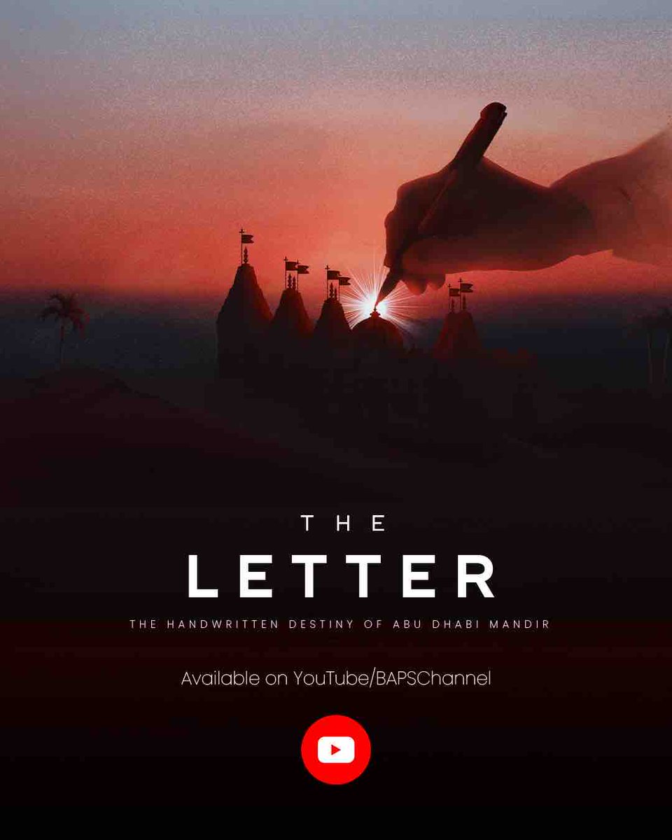 This Letter: a handwritten destiny of Abu Dhabi mandir is a visual narration based on a letter written by His Holiness Mahant Swami Maharaj for the BAPS Hindu Mandir in Abu Dhabi. youtu.be/8F-SRHsjz2Y?si…