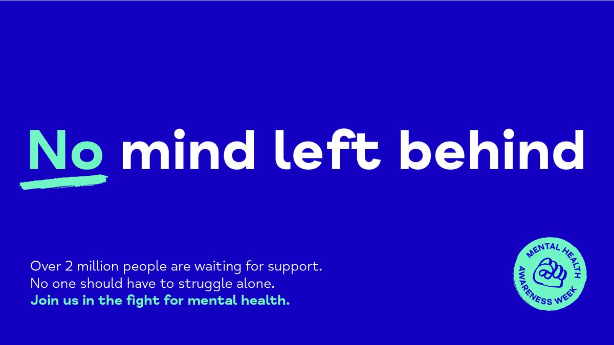 Every year, 1 in 4 of us will experience a mental health problem. But too many of us aren’t getting the help we need. That’s why we’re calling on you to help raise awareness and vital funds this #MHAW to make sure no mind is left behind. #NoMindLeftBehind

bit.ly/mhaw24