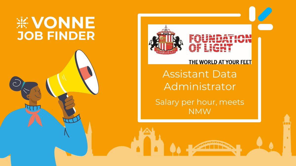 Assistant Data Administrator, @SAFCFoL , salary dependent on age but will meet NMW vonne.org.uk/vonne-jobs-det… #CharityJobs #NorthEastJobs #SunderlandJobs