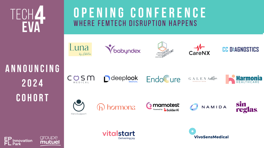EPFL_Park's tweet image. 🚀🩺🇨🇭 Femtech rising in importance as #Tech4Eva enters its 4th round : Discover the 2024 cohort bit.ly/3JZraDt #Swisstech #VDtech @Groupe_Mutuel