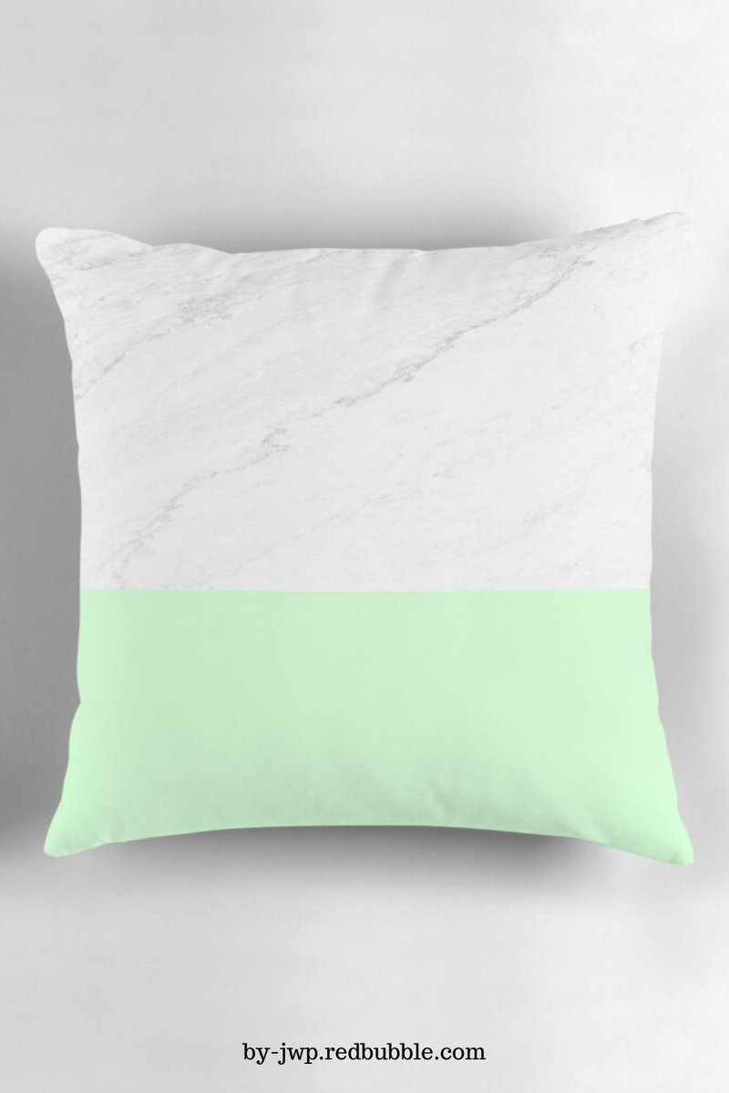 Enjoy 15% OFF with any 2 @Redbubble pillows! Decorative and durable 100% spun polyester cover this accent throw pillow features a marble texture and pastel mint green design by ARTbyJWP: redbubble.com/i/throw-pillow… #decoration #pillows #redbubble #livingroom #ShopNow