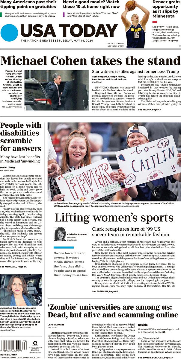 🇺🇸 Lifting Women's Sports

▫Clark recaptures lure of '99 US soccer team in remarkable fashion
▫@cbrennansports

#frontpagestoday #USA @USATODAY 🇺🇸