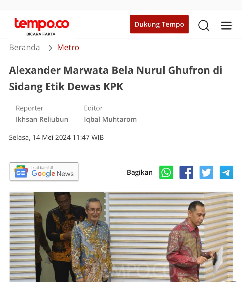 Runtuhnya standart tinggi etik KPK,