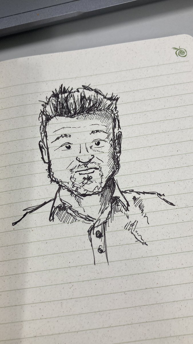 I’ll always doodle during meetings and webinars. Usually it’s keeping my brain engaged (loads of research on the benefits!), today it’s mainly to stay awake on an insanely dry webinar… #sketch #doodle #portrait #penandink
