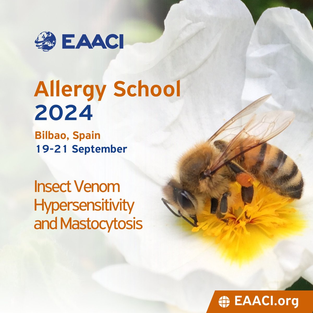 📢 Os anunciamos el próximo #AllergySchool de @EAACI_HQ del 17 al 21 de septiembre en 📍Bilbao, organizado por el Grupo de Trabajo de #Alergia al Veneno de #Himenópteros 🐝.

La fecha límite para la presentación de resúmenes se acerca el 10 de junio.

🔎 pmsl.es/qp