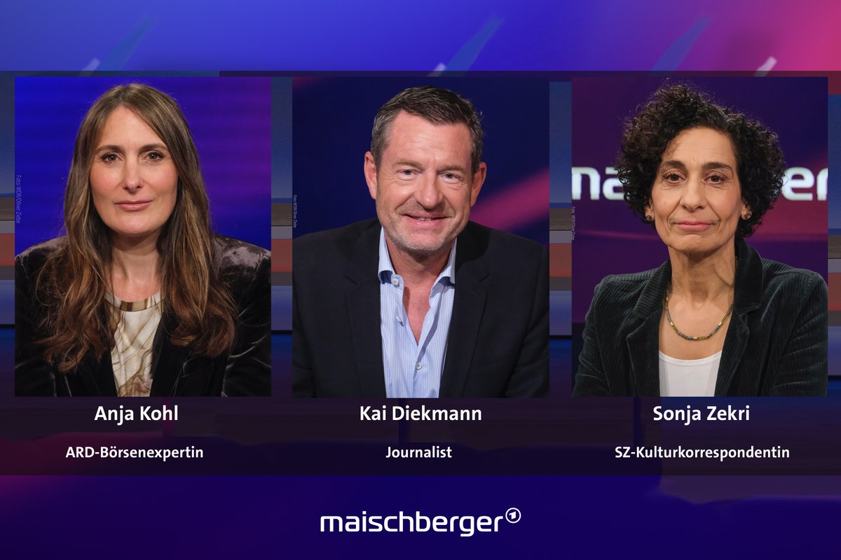 Es erklären, kommentieren und diskutieren heute bei #maischberger die #ARD-Börsenexpertin Anja #Kohl, der Journalist <a href="/KaiDiekmann/">Kai Diekmann</a> und die Kulturkorrespondentin der <a href="/SZ/">Süddeutsche Zeitung</a> Sonja Zekri (<a href="/SZekri/">Sonja Zekri</a>).

📺 Um 23:00 Uhr | <a href="/DasErste/">Das Erste</a>