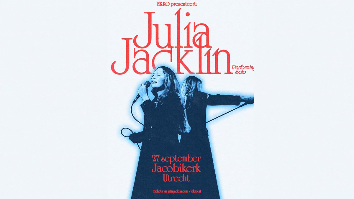 Net bevestigd: op vrijdag 27 september komt indiesuperster en begenadigd songwriter Julia Jacklin voor een soloshow naar de Jacobikerk. Tickets zijn vanaf vrijdag om 10:00 verkrijgbaar via ekko.nl/event/julia-ja…