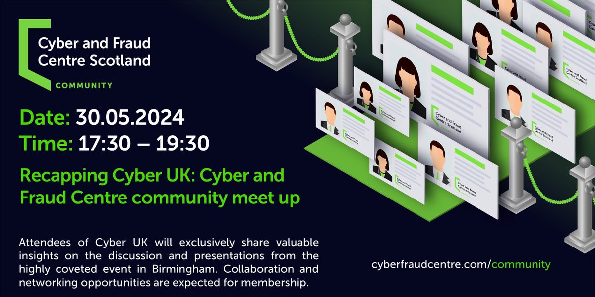 🔒Exciting news!🔒 Members of the Cyber and Fraud Centre team are at #CYBERUK2024, the UK's premier cybersecurity event, hosted by the National Cyber Security Centre. Be sure to sign up for our Cyber UK recap event on May 30th! To sign up ➡️ eu1.hubs.ly/H094vrv0