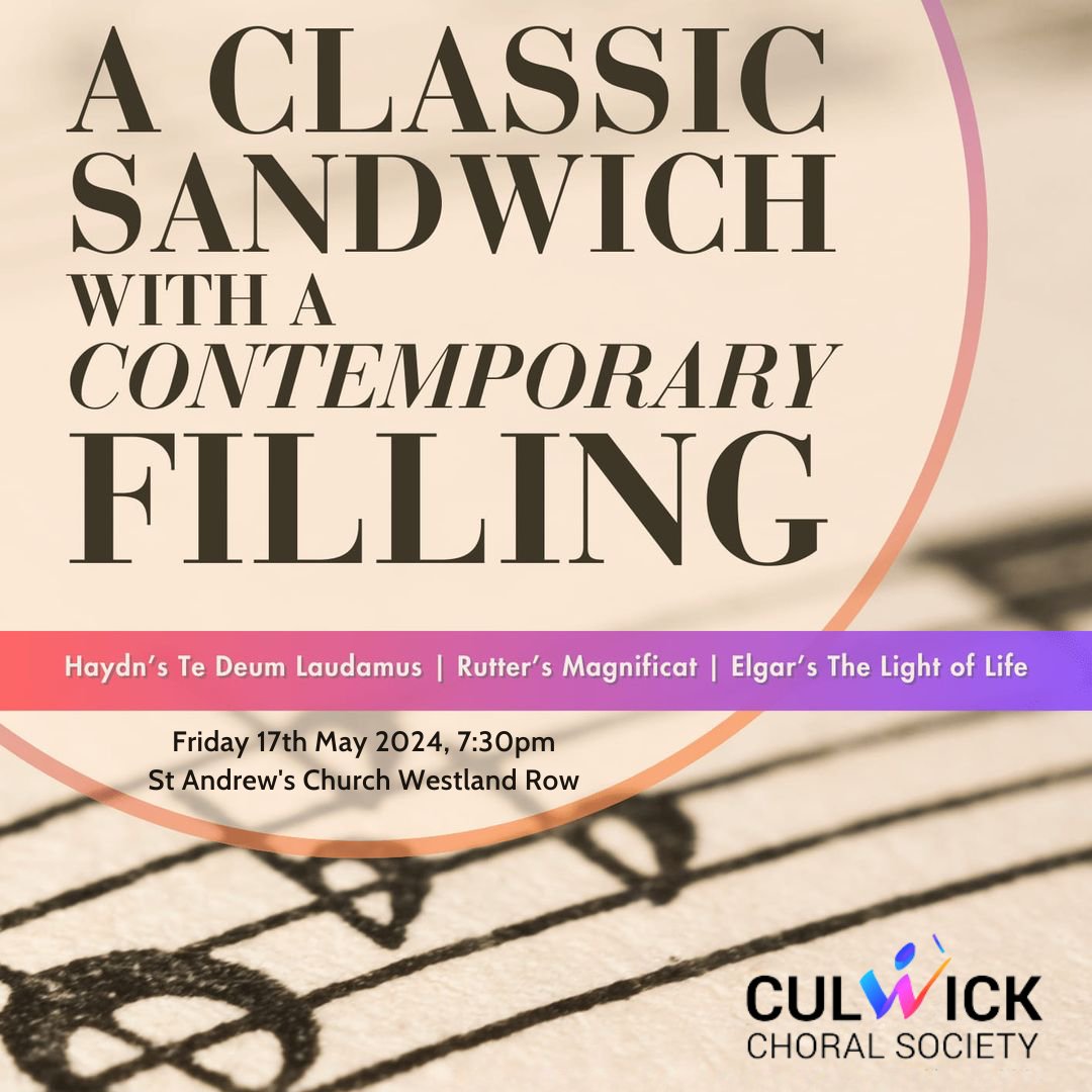 Wanting to try something different?

Join the <a href="/culwickchoral/">CulwickChoralSociety</a> for their classical &amp; contemporary concert with an orchestra and a selection of soloists at St Andrew's Church this Thursday at 7:30pm 🎼

Buy your tickets via the link below 🎟️
ow.ly/5g6I50RAaiT
