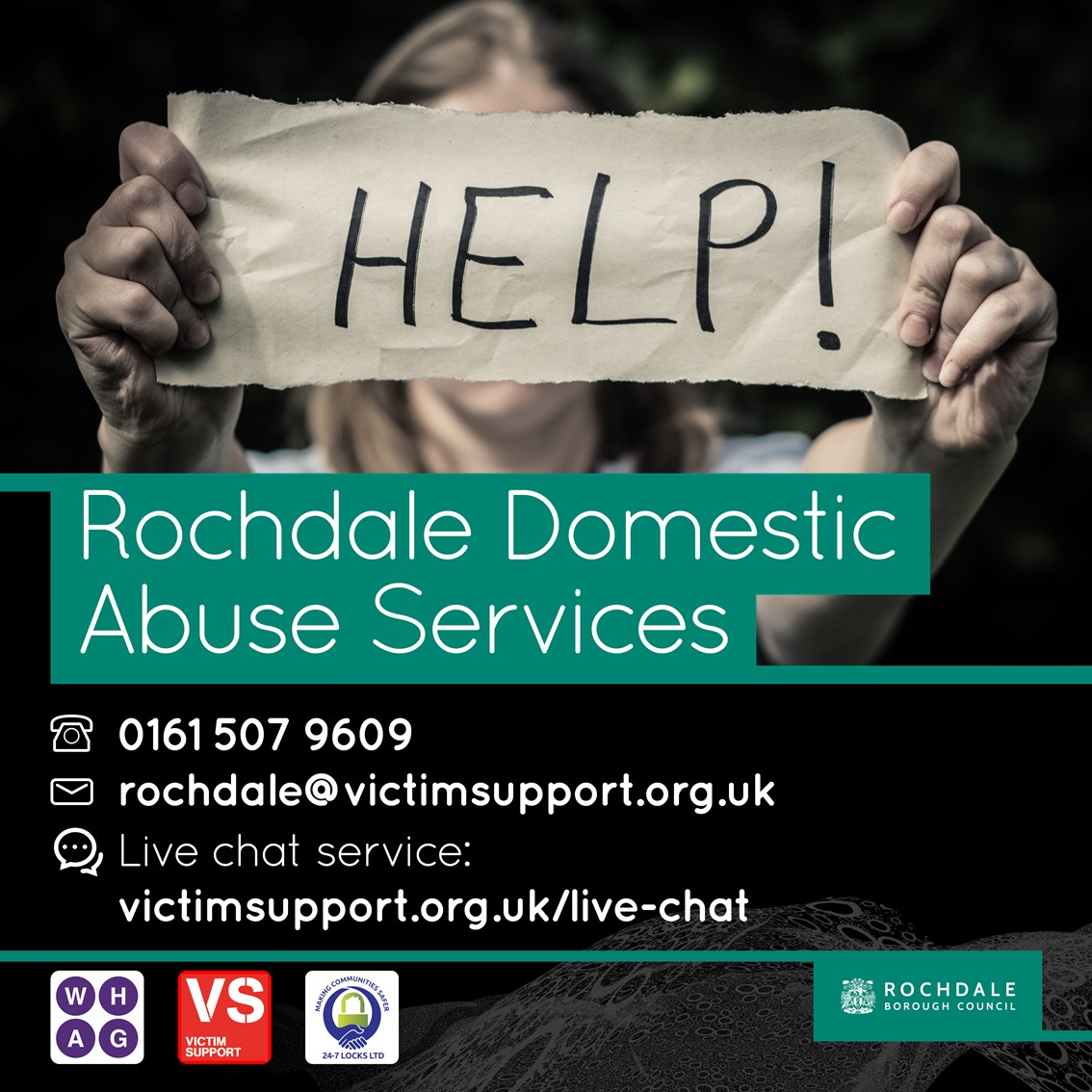 Are you scared of someone you love? Our new domestic abuse services provides safe accommodation and support for victims and survivors, children and young people, and people who harm. 0161 507 9609 rochdale@victimsupport.org.uk Live chat: victimsupport.org.uk/live-chat