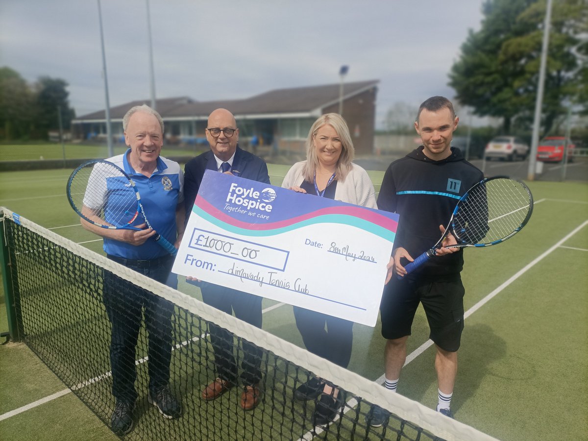 Many thanks to @Limavady Tennis Club who raised a brilliant £1000 for our Hospice after holding a Breakfast & Tennis Tournament. We are so grateful for your donation which is making a difference to our specialist palliative care 🙏. #thankyou #donations #fundraising