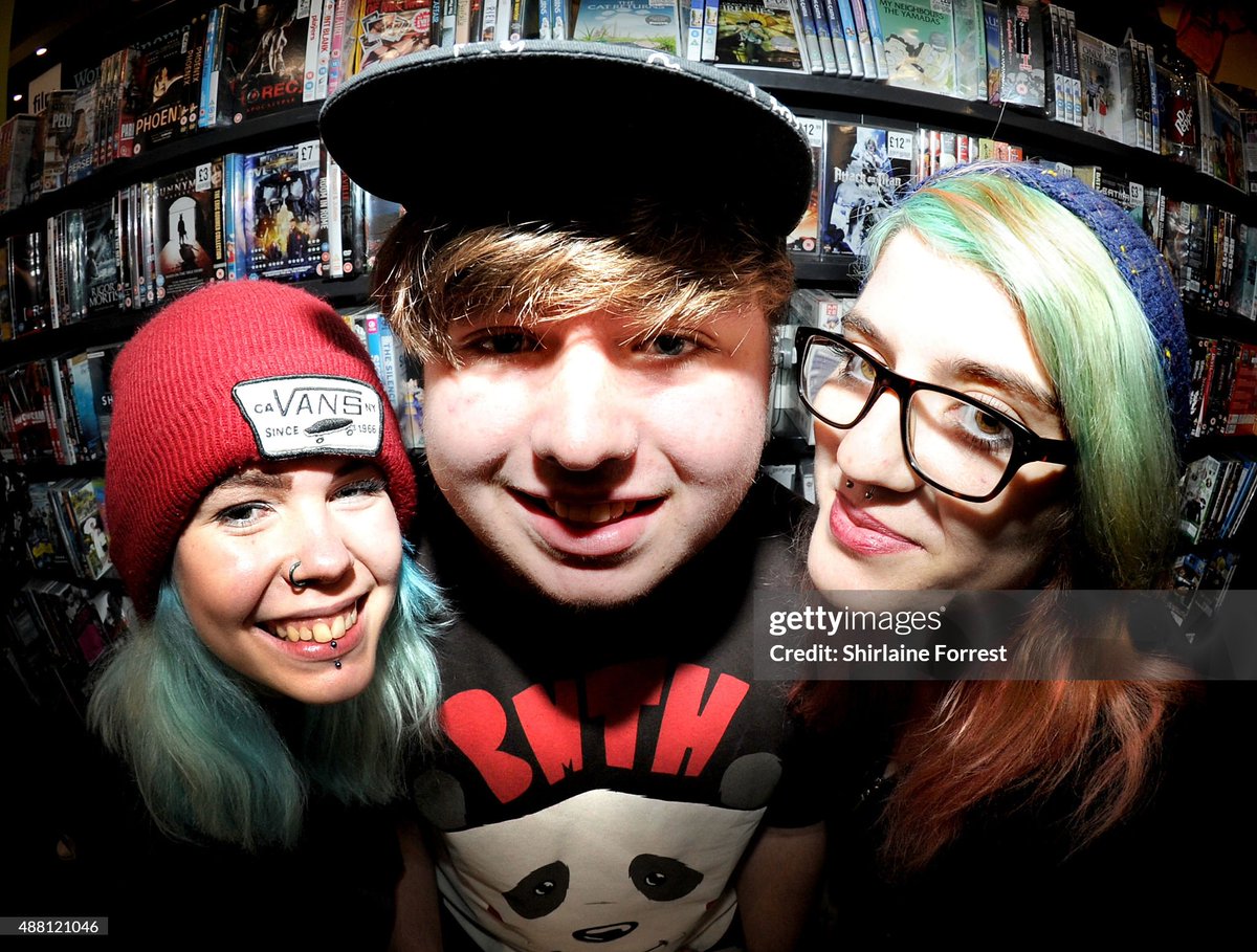 Fans of Bring Me The Horizon await the band to have copies of their new album 'That's The Spirit' signed at HMV in Sheffield (2015)