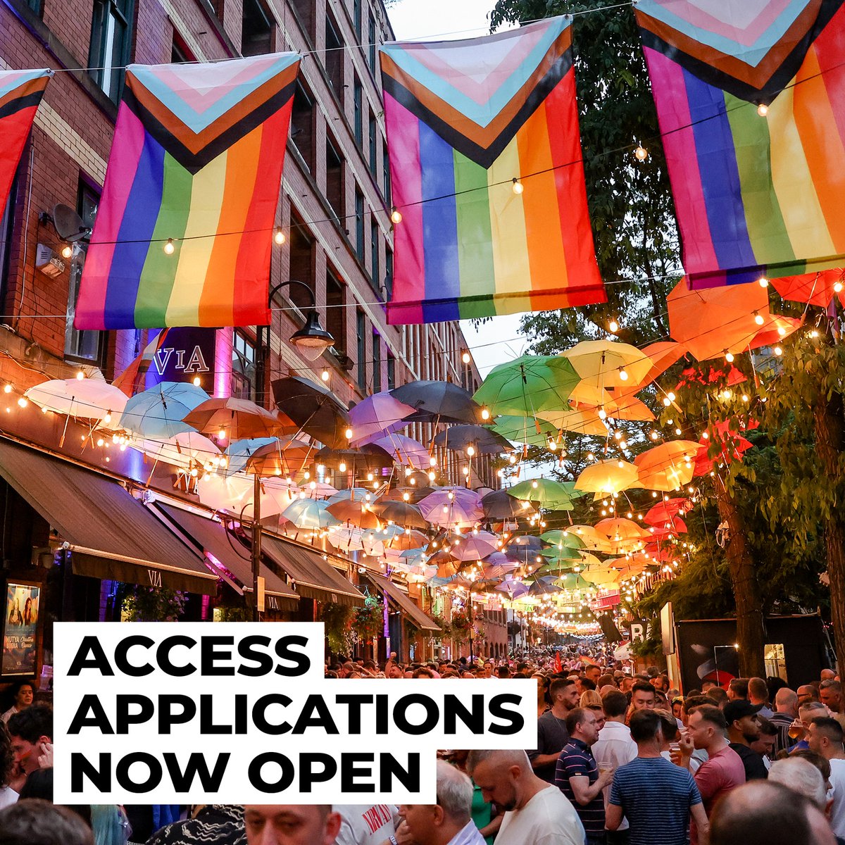 Access applications now open 🎊 We’re dedicated to making sure Manchester Pride Festival is as accessible as possible for all that wish to attend the celebrations. Find out all you need to know and how to apply at manchesterpride.com/accessibility ✨