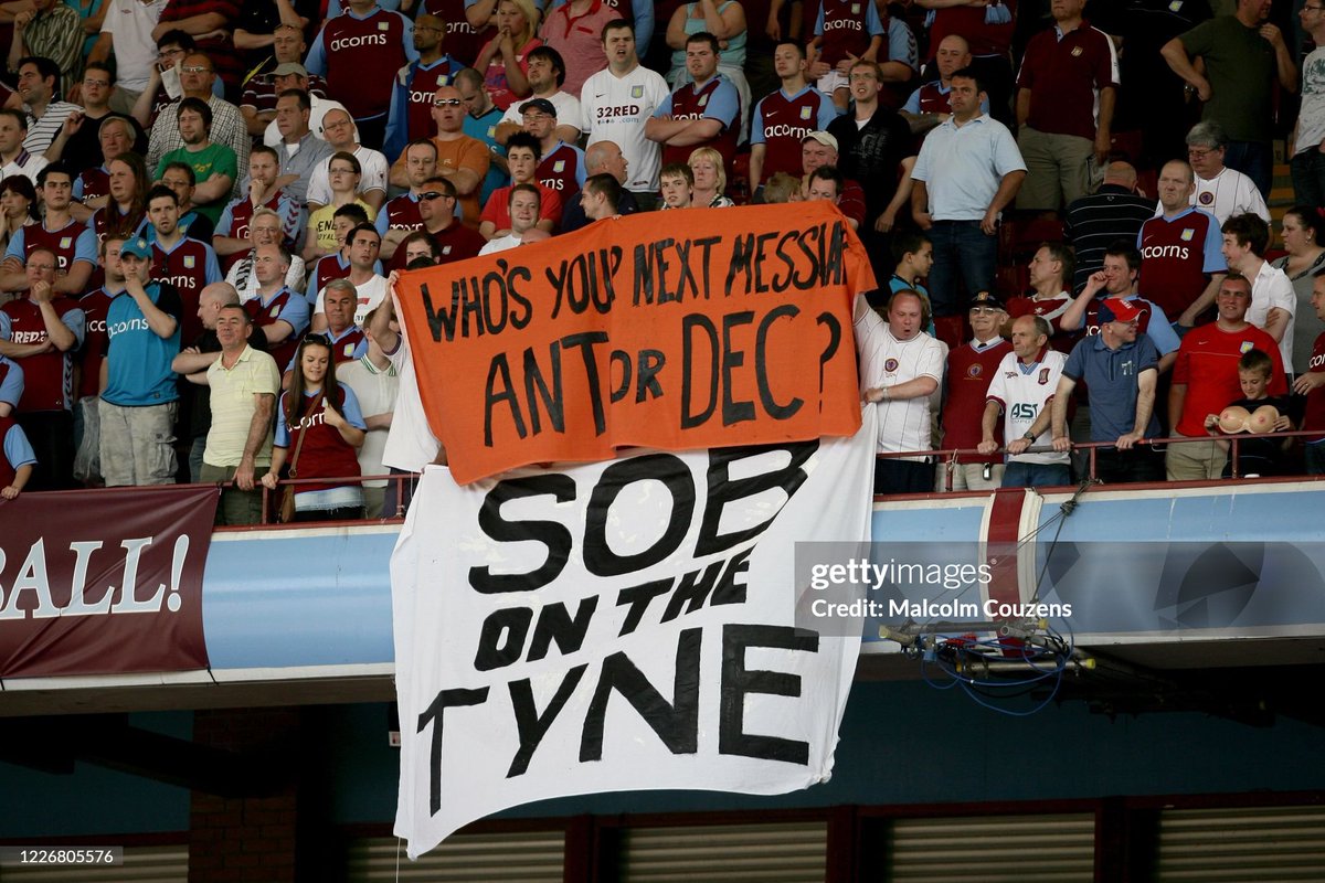 Aston Villa display a banner mocking Newcastle supporters following the game between Aston Villa and Newcastle (2009)
