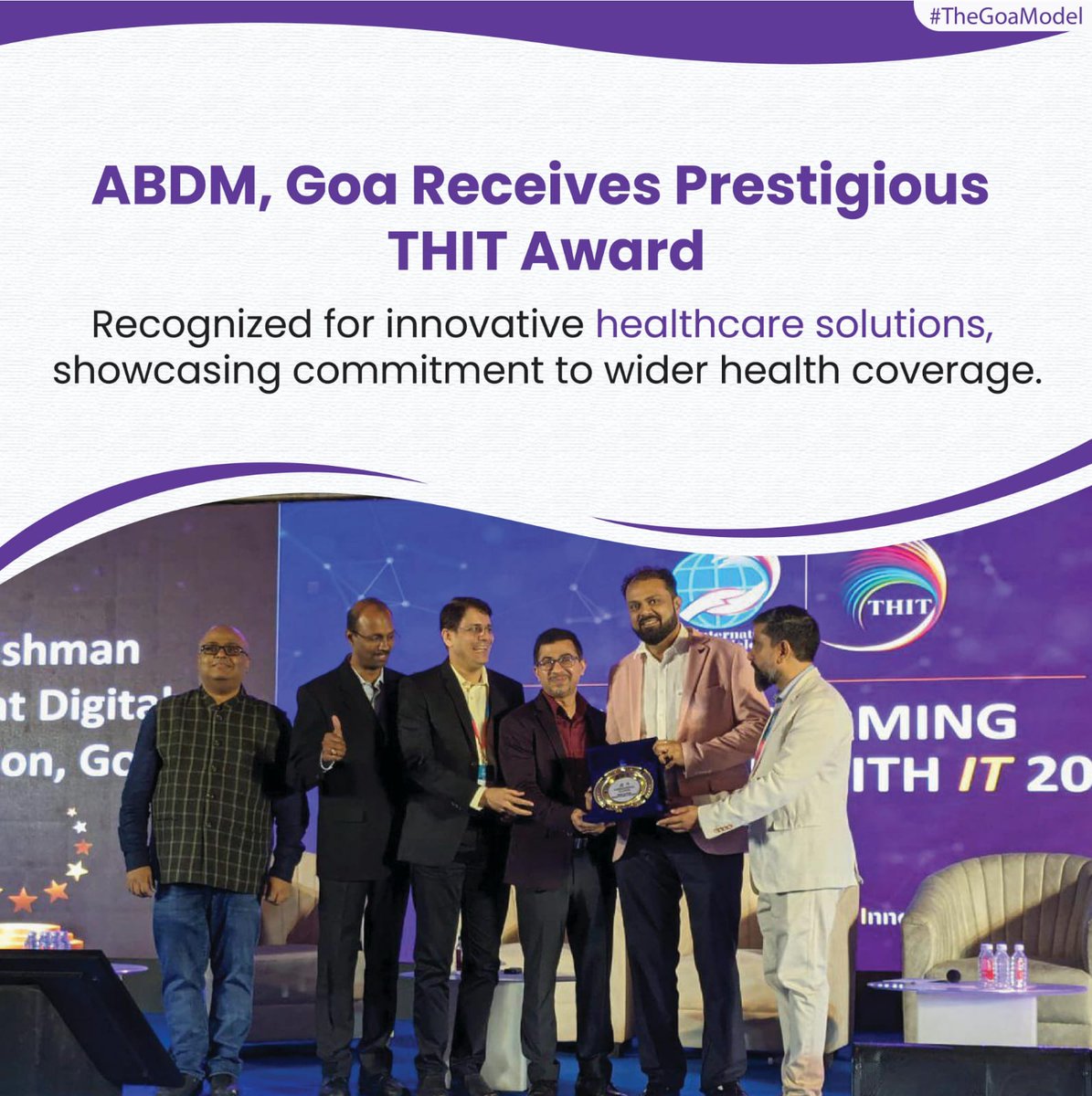 Goa's 'Digital Initiative at PHC Corlim' won 'The Best Rural Healthcare Project' award at THIT 2024, showcasing #TheGoaModel's commitment to innovative healthcare solutions and wider health coverage. #HealthcareInnovation 
#PHCCorlim #THIT2024 #GoaHealth #HealthTech