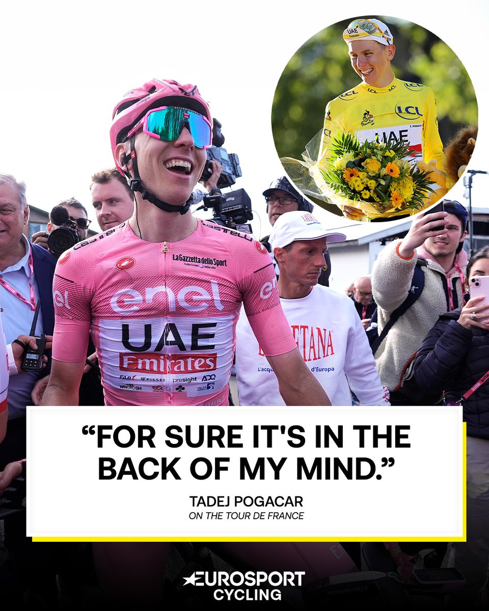 Tadej Pogacar is 𝙖𝙡𝙧𝙚𝙖𝙙𝙮 eyeing up a Giro-Tour double in 2024 🇮🇹🇫🇷👀 It was last achieved by Marco Pantani in 1998. 🏆🏆 #Giro2024