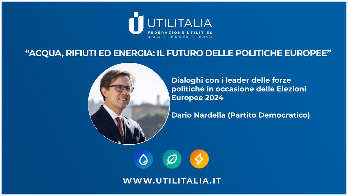 Utilitalia dialoga con i leader delle forze politiche su #acqua, #rifiuti ed #energia in occasione delle #ElezioniEuropee2024 . Sul canale YouTube l’intervista a Dario Nardella (@pdnetwork ). Qui il link ▶️Acqua, rifiuti ed energia: il futuro delle politiche europee - Dario…