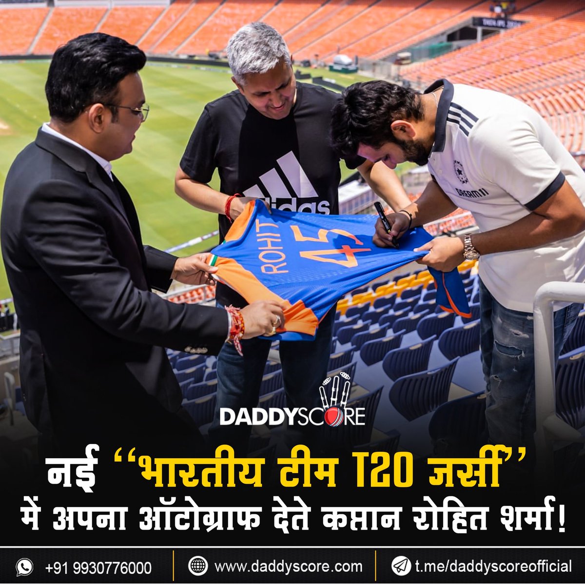 Captain Rohit Sharma giving his autograph in the new 'Indian Team T20I Jersey'!