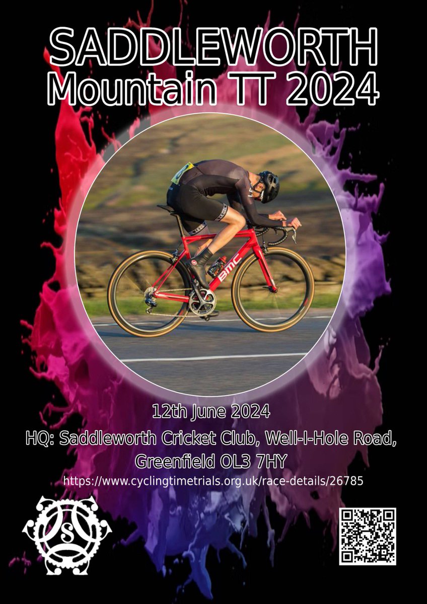 This years Saddleworth Mountain Time Trial will take place on 12th June Scan code on flyer for entry details or go to the CTT website Some great prizes compliments of our sponsors inc main sponsor @rapha @SaddleworthCCC @Cycling_T_T