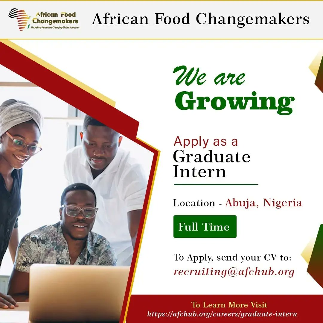 Exciting Opportunities Alert! 🌟

Passionate about African agriculture? AFC is #hiring for:

1️⃣ Program Coordinator
2️⃣ Communications Intern
3️⃣ Graduate Intern

If you're ready to drive change in Africa's agrifood sector, apply now! Visit afchub.org/careers for details.
