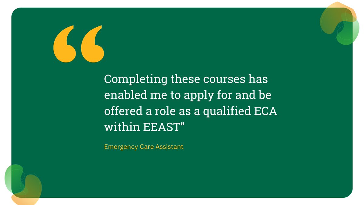 We are proud to announce that one of our learners from our FREC 4 training course was offered a permanent role with East of England Ambulance Service NHS Trust earlier this year. 
Find out more about our bespoke training courses > traineeast.org