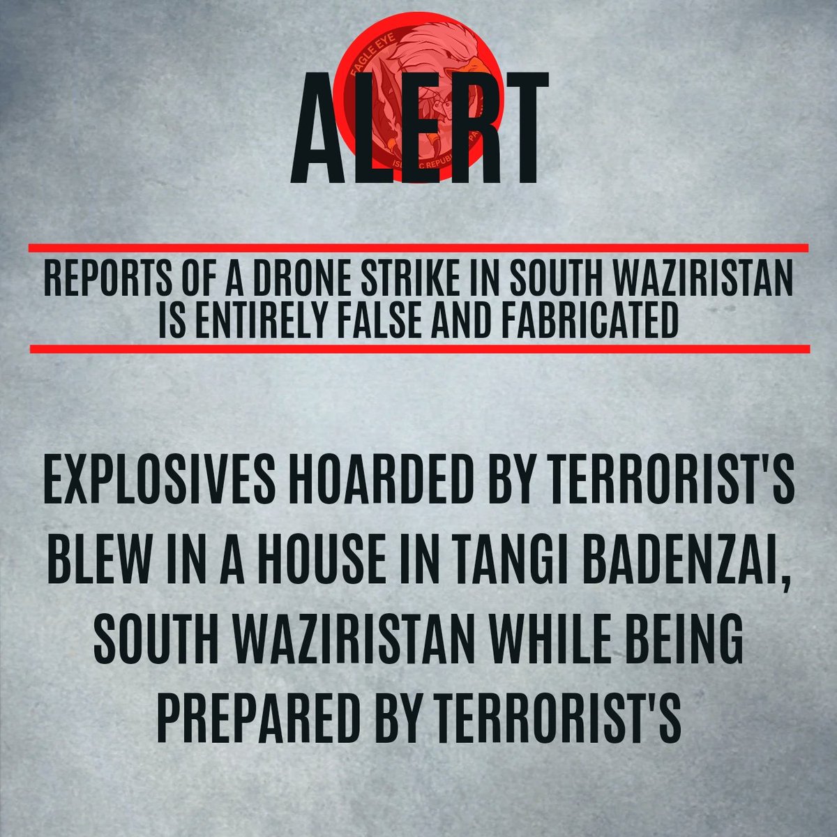 #PropagandaExposed 🚨 No drone strike occurred in South Waziristan.✔️ Explosives hoarded by Terrorist's blew in a house in Tangi Badenzai, South Waziristan while being prepared by Terrorist's. #Waziristan #SouthWaziristan