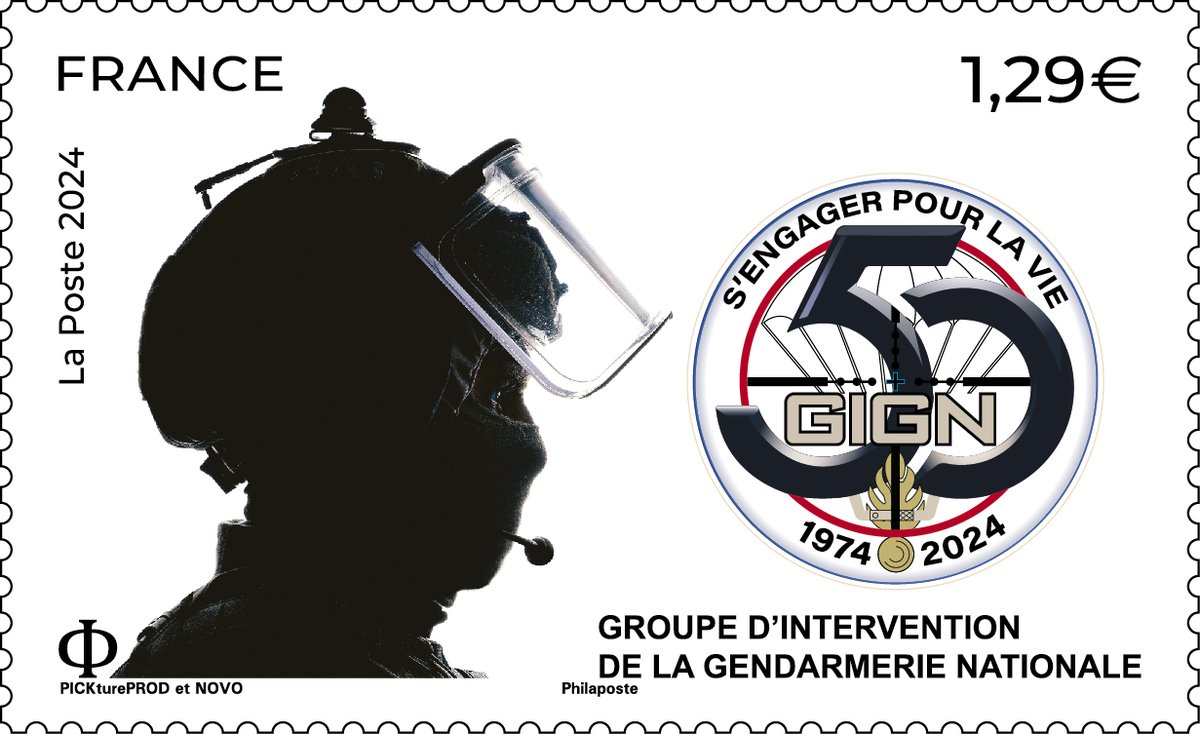 🆕Le 17 juin 2024, La Poste émet un #timbre à l’occasion des 50 ans du #GIGN, Groupe d’Intervention de la Gendarmerie Nationale. #philatelie #collection #anniversaire #gendarmerienationale #Versailles @Gendarmerie @Fs_french @GroupeLaPoste @Versailles @LPNews_IDF @LPNews_NA