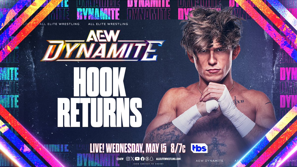 After breaking his silence this past weekend, @730hook returns to #AEWDynamite this Wednesday! Will the Cold Hearted Handsome Devil cut down 'the learning tree?' Find out Tomorrow at 8/7c LIVE on TBS