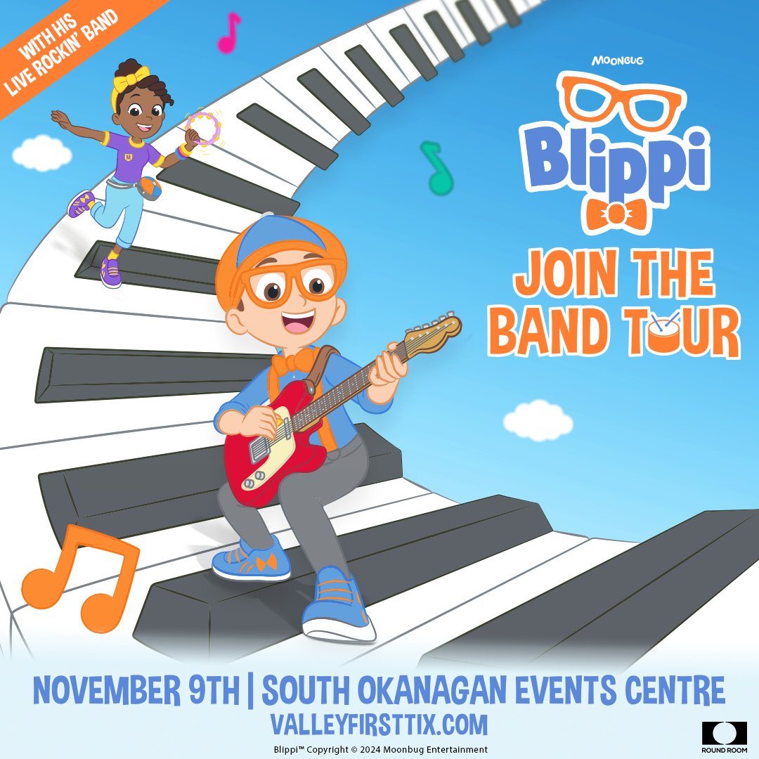 JUST ANNOUNCED: C'mon and join @BlippiOnTour in Penticton on Saturday, November 9, in the brand new live Blippi: Join the Band Tour! 📷 Tickets go on sale Friday, May 17 at 10 AM PT—mark your calendars! #Blippi #BlippiOnTour #penticton
