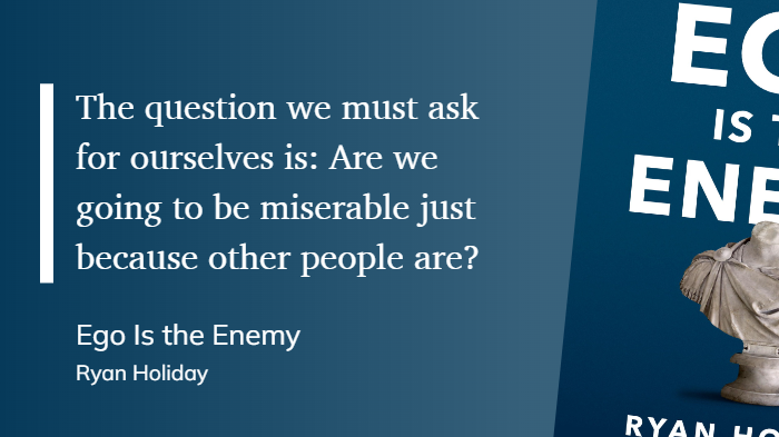 "The question we must ask for ourselves is: Are we going to be miserable just because other people are?"