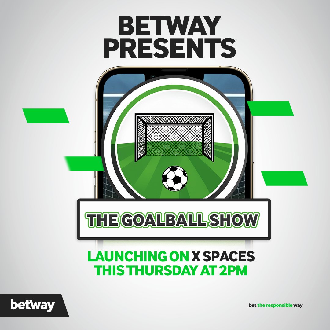 #betwaysquad! Get ready to chop life with betway like never before. We are launching a brand new Twitter Space, 'The Goalball Show' and you are invited to the winning party. We're giving away freebets and merchandise to listeners during the launch. Follow & RT