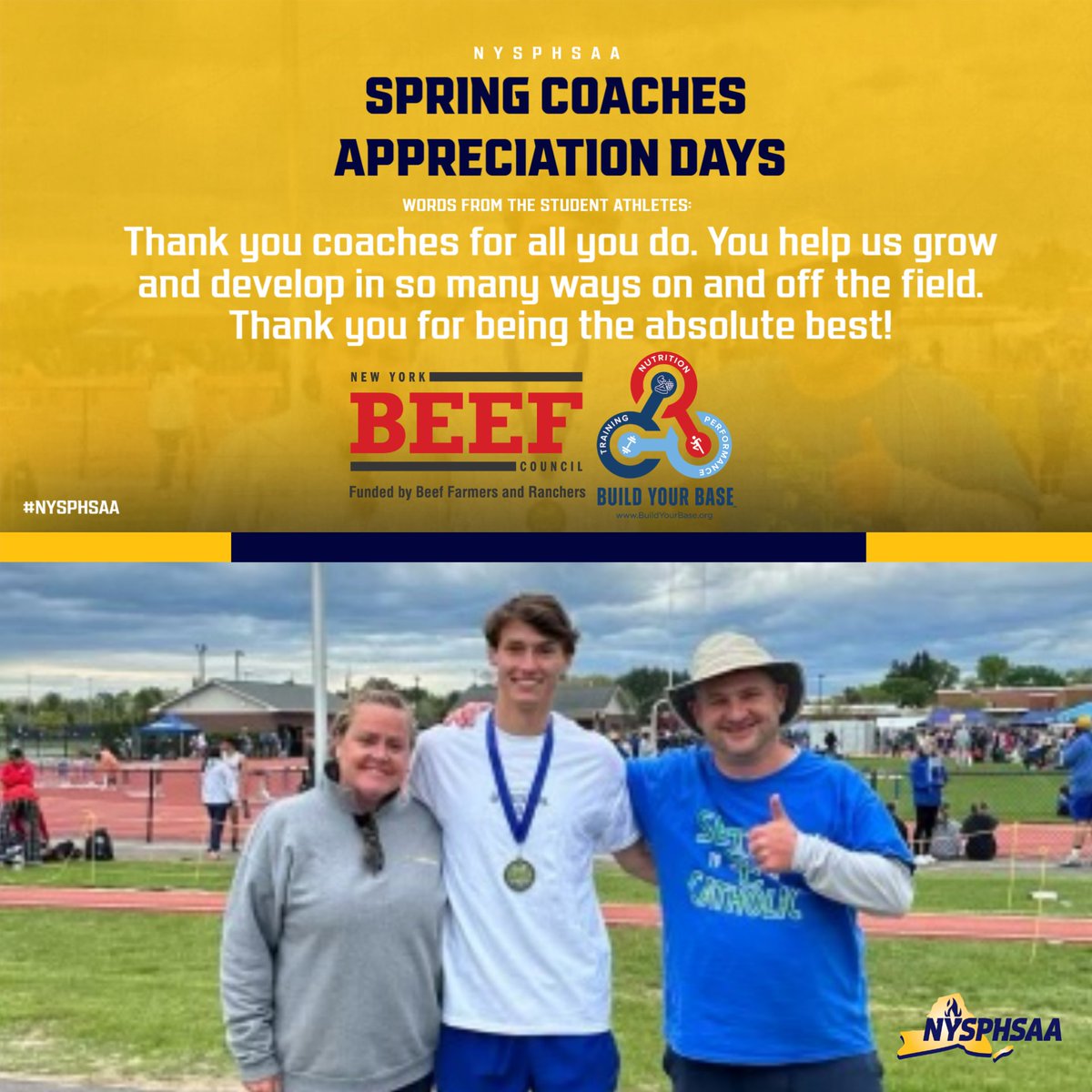 SPRING COACHES APPRECIATION DAYS! 🌷

Presented by @NYBeefCouncil 

We salute the coaches that commit their time to #NYSPHSAA athletes well before the snow starts to melt. Your impact is immeasurable!

Tell us about your coach, they could win a prize! form.jotform.com/240013938540147