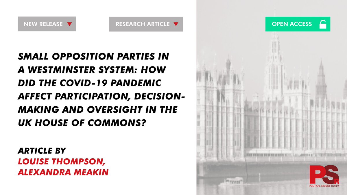 🚨New release🚨 'Drawing on an analysis of over 4000 contributions to #parliamentary debates and interviews with MPs, we examine the pandemic’s impact on the roles of opposition parties beyond the Official Opposition.' 👉More: tiny.cc/pow2yz @PolStudiesAssoc @A_Meakin