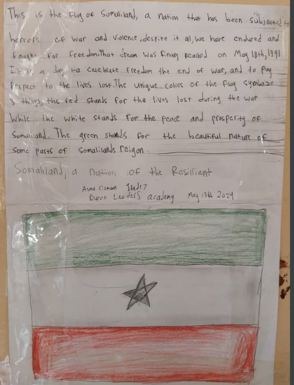 AcademyBurco's tweet photo. ...We have endured but we are finally free.
Asma Osman Grade 7.
#somaliland #burco #burao #hargeisa #18thmay2024 https://t.co/Vz9HL7Gga5