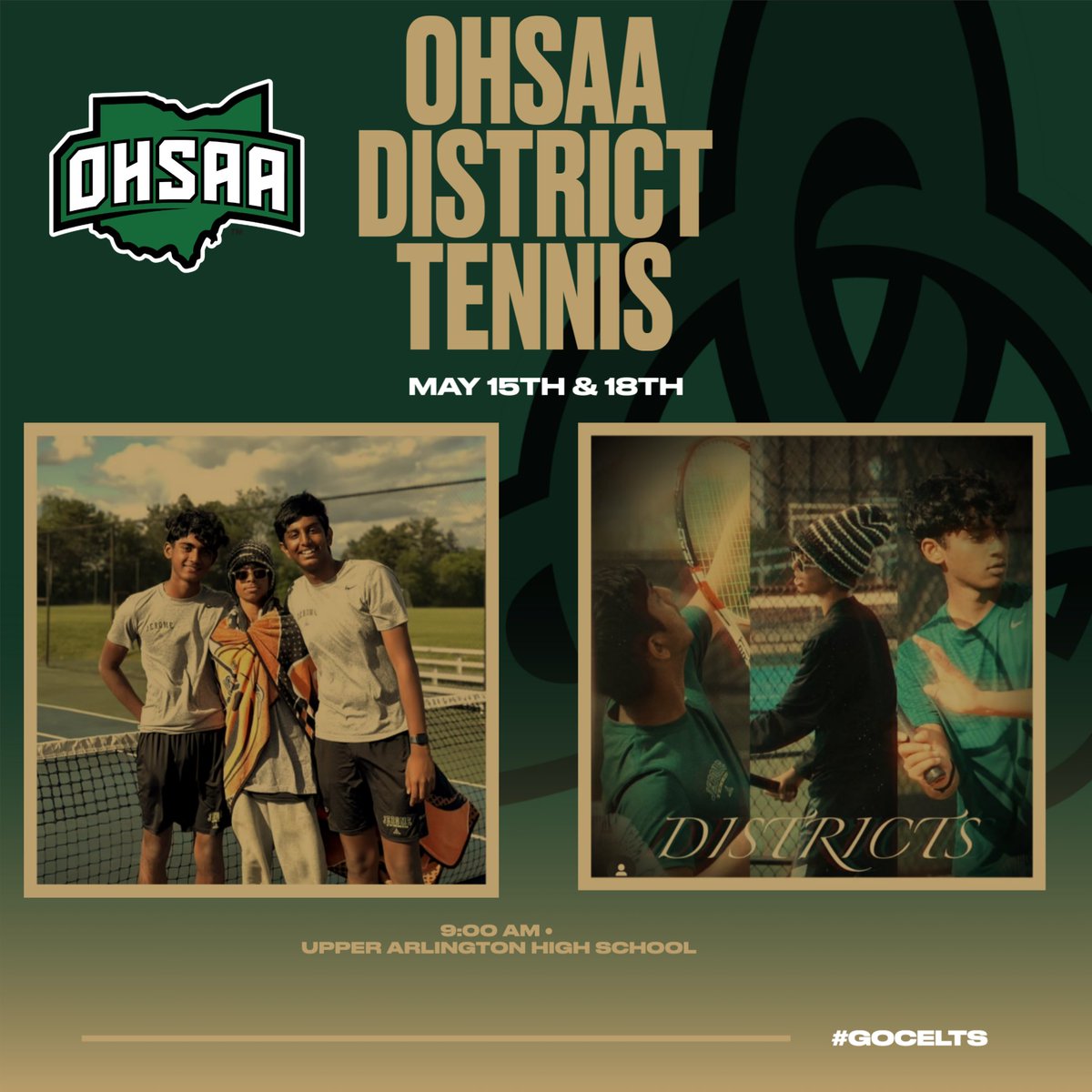 Good Luck to @jeromeboystennis players Rudi, Geeth, &amp; Akash as they compete in the <a href="/ohsaasports/">OHSAA Sports</a> District Tennis Tournament on Wednesday/Saturday at Upper Arlington High School! Let's go, Gents!

<a href="/dublinjeromehs/">Dublin Jerome HS</a> 
<a href="/thejeromejungle/">DJHS Student Section</a>