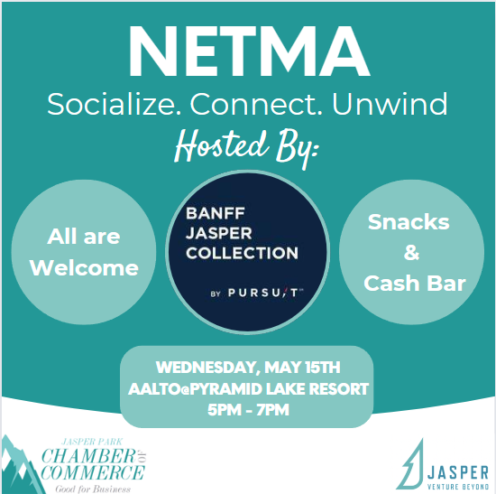 Don't forget! Tomorrow is the next NETMA meeting at Aalto Restaurant at beautiful Pyramid Lake Lodge sponsored by <a href="/PursuitBanff/">Pursuit Banff Jasper Collection</a> . Transportation to and from venue graciously provided by <a href="/SunDogTours/">SunDog Transportation and Tour Co.</a>. Pickup at 4:45 and return at 7:15 pm.