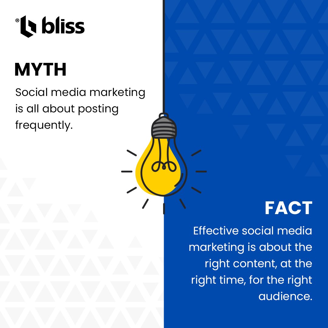 Social media success isn’t about frequency—it’s about precision.

#socialmediatips #contentisking #socialmediastrategy #qualityoverquantity #socialmediainsights #effectivemarketing #mythbusting #blisswebsolution #facebookadsmarketing #instagramads #PaidSocialMediaAds