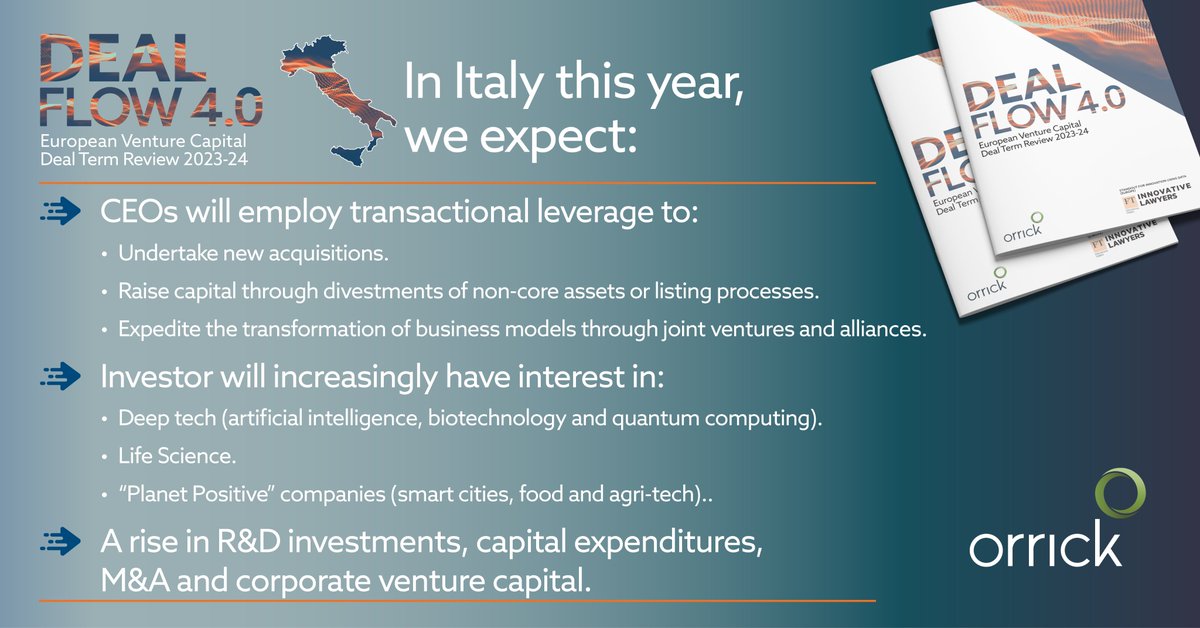 What does 2024 have in store for the tech ecosystem in Italy and other parts of Europe? Explore our predictions for #founders and #investors this year in Italy, Germany and the UK. #venture #venturecapital #startups orrick.com/en/Insights/20…