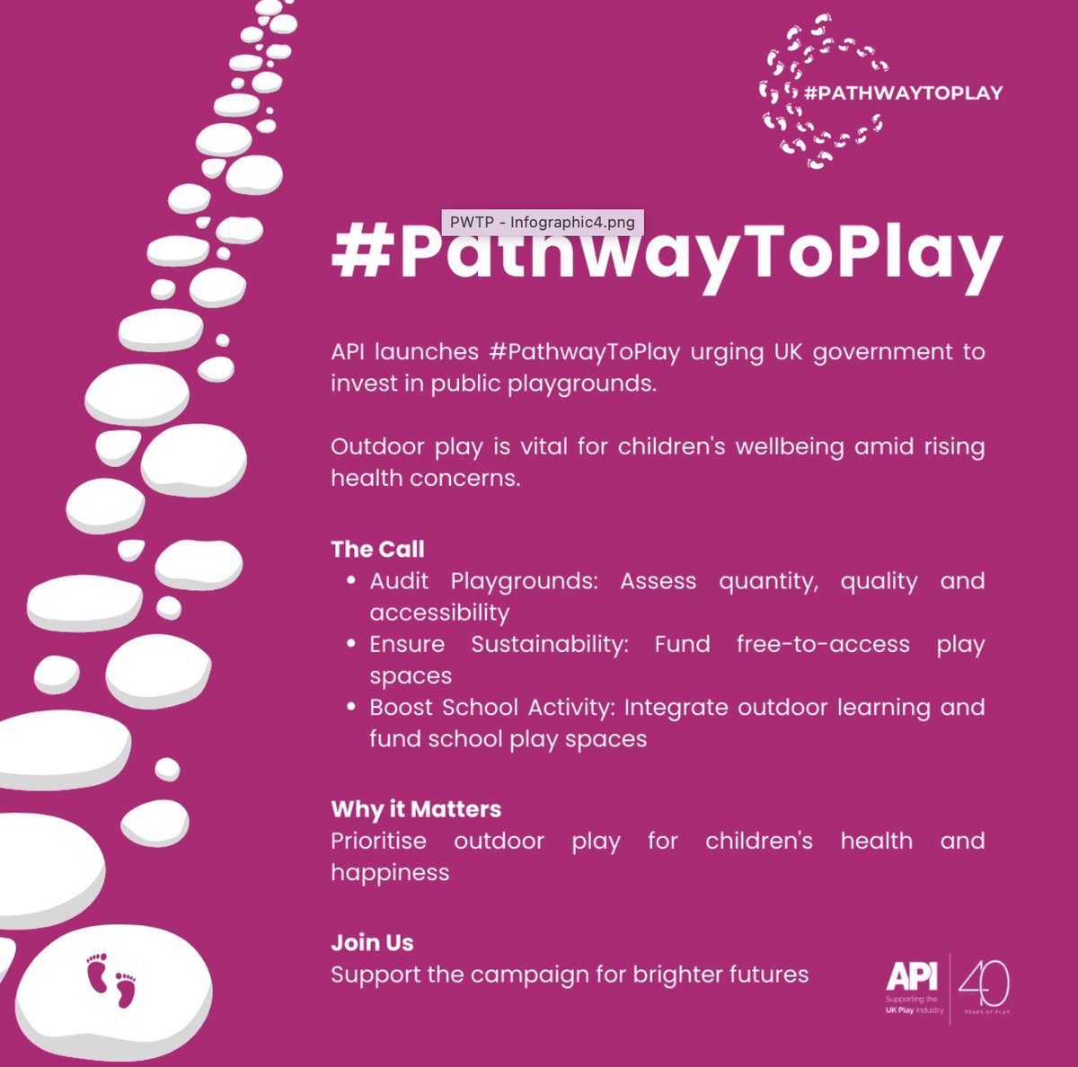 This week is #MentalHealthAwarenessWeek with the theme #movement. Our new campaign #PathwayToPlay recognises that movement matters for kids' mental health more than ever. Public #playgrounds are vital to get kids moving again. Read our Manifesto: bit.ly/3UZCxBJ