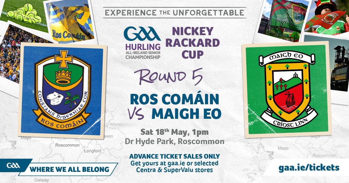 *Mayo senior hurlers set for showdown with Roscommon* Our senior Hurler's are in action on Saturday at 1pm against Roscommon in the Nicky Rackard Championship Rd 5 at Dr Hyde Park, Roscommon. Ticket Info here ⬇️⬇️⬇️ am.ticketmaster.com/gaa/nickeyrack… #ExperienceTheUnforgettable…