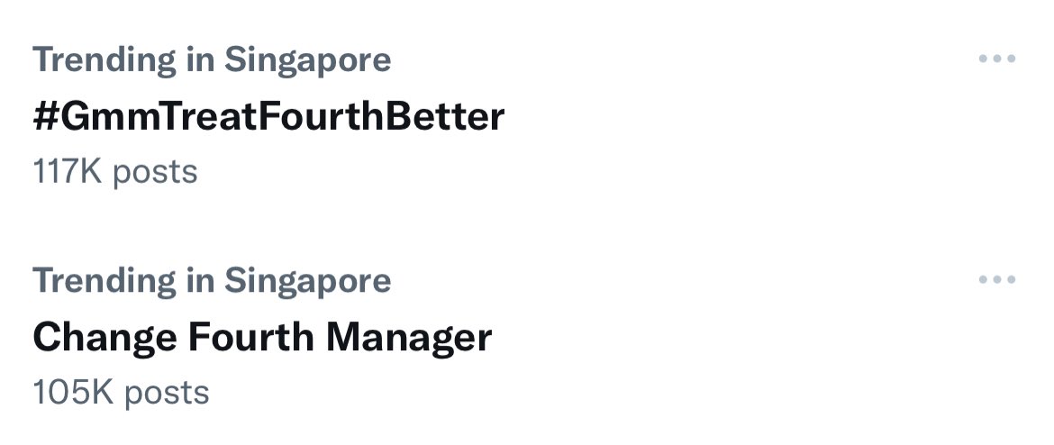 It's funny because it's hard to have something to trend in my country, Singapore. This just means that so many people are seeing the problem that @GMMTV is trying to ignore.            #GmmTreatFourthBetter Change Fourth Manager
