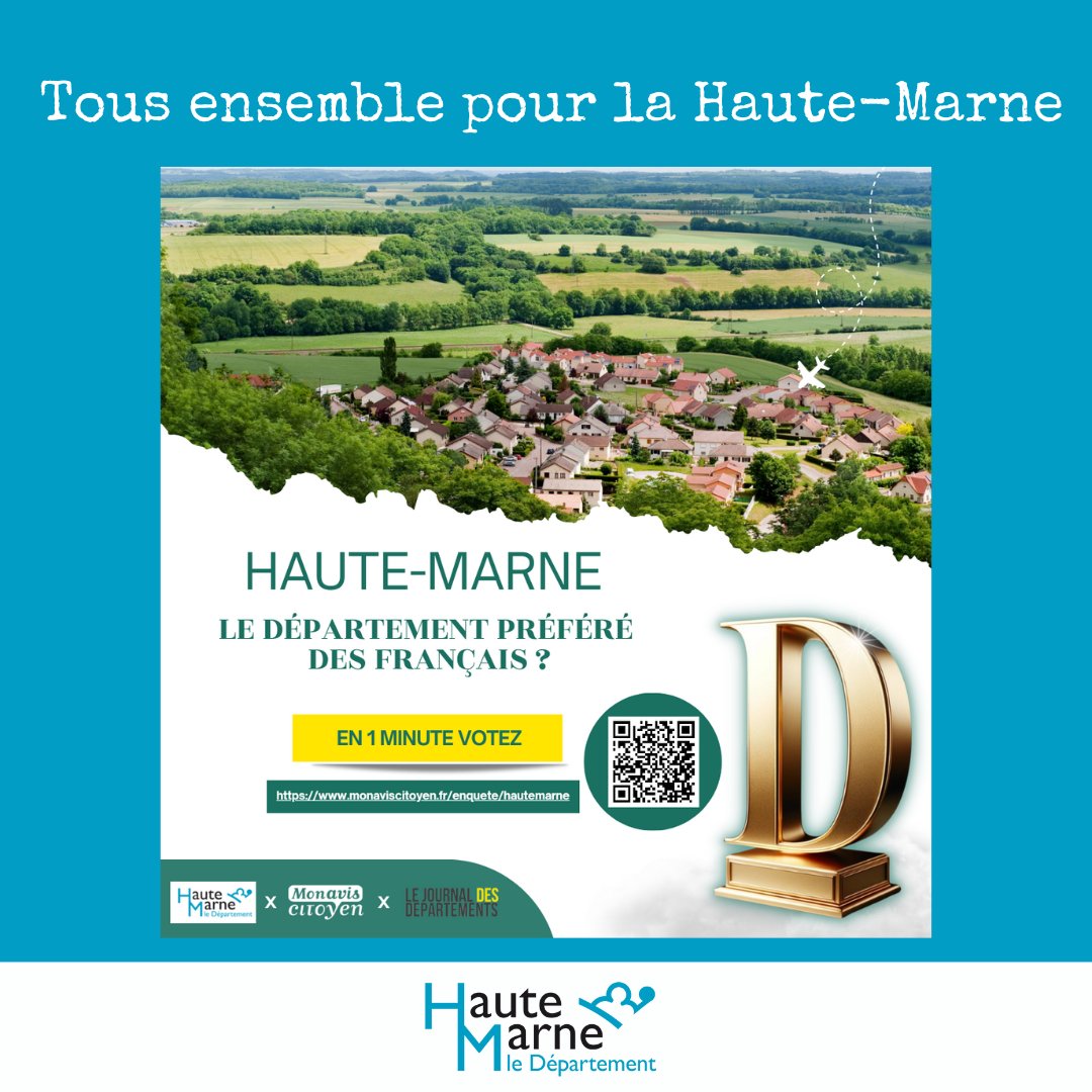 La Haute-Marne en lice pour le D d’Or !

En 2023, notre beau département avait décroché la 5ᵉ place sur 101 participants. 

Alors jusqu’au 15 septembre prochain, on vote sur le lien juste ici urlz.fr/qFt4 et surtout, on n’hésite pas à partager. 

#Ddor #HauteMarne