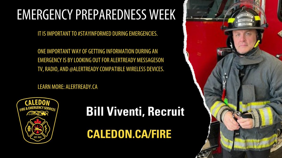 'It’s important to stay informed during emergencies. One important way of getting information during an emergency is by looking for Alert Ready messages on TV, radio and @AlertReady compatible wireless devices.” – Bill, Recruit Learn more: alertready.ca