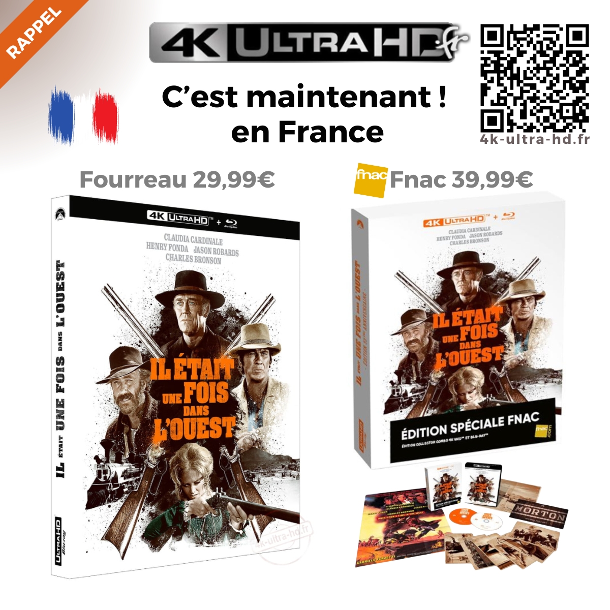 🔔 C'est maintenant pour le 4K « 𝐈𝐥 𝐞́𝐭𝐚𝐢𝐭 𝐮𝐧𝐞 𝐟𝐨𝐢𝐬 𝐝𝐚𝐧𝐬 𝐥’𝐎𝐮𝐞𝐬𝐭 » en France 🇫🇷
ℹ️ Edition Standard avec Fourreau ou Collector Fnac

𝐃𝐞́𝐭𝐚𝐢𝐥𝐬 & 𝐏𝐫𝐞́𝐜𝐨.👉 4k-ultra-hd.fr/film/il-etait-…

#iletaitunefoisdanslouest de #SergioLeone #editionlimitee