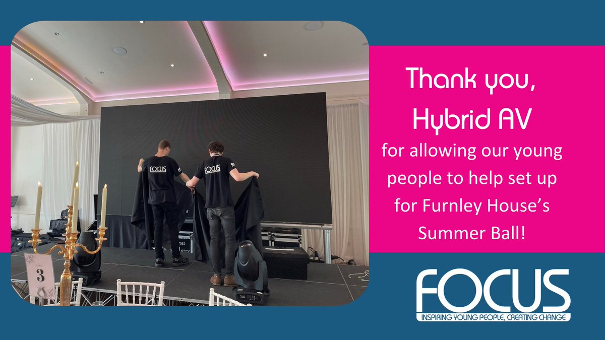 What an amazing work experience opportunity!
Thank you to @HybridAVuk, who gave our young volunteers a chance to help them set up for @FurnleyHouse's Summer Ball.
Join us in supporting Leicester’s young people: focus-charity.co.uk/how-to-get-inv…
#FocusCharity
#Business
#YoungPeople