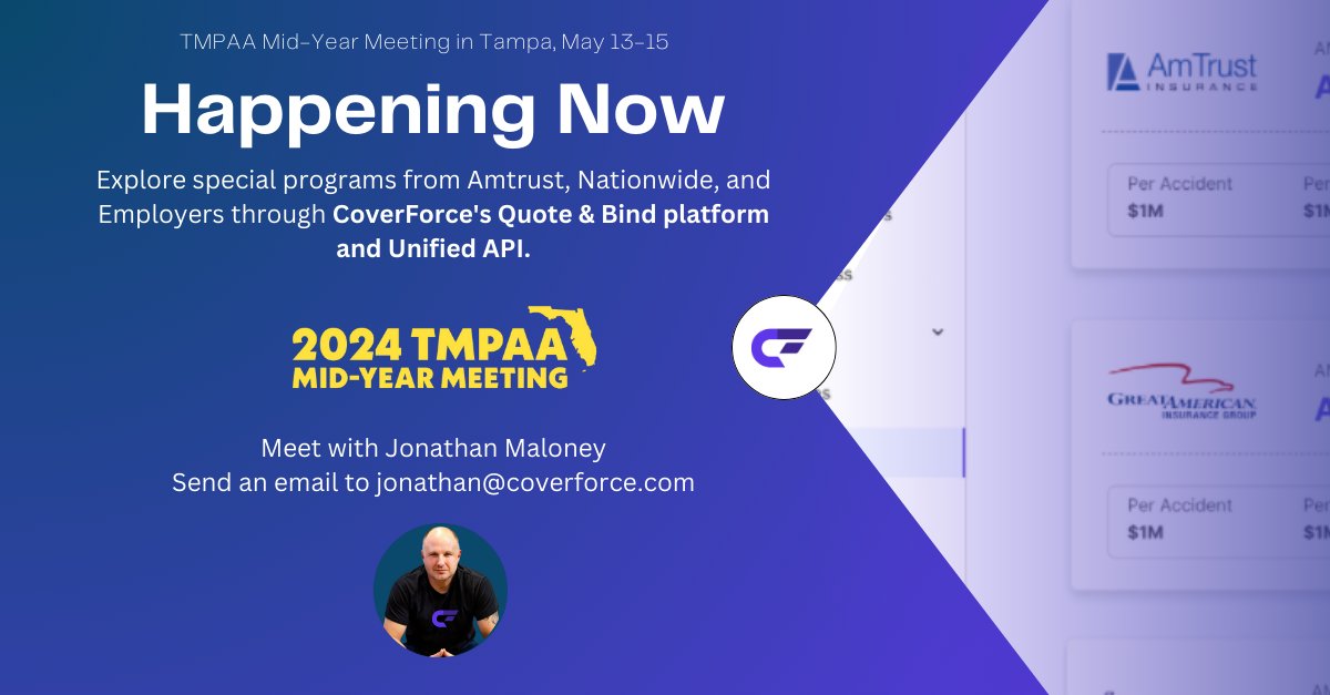 CoverForceTech's tweet image. Happening Now: The 2024 TMPAA Mid-Year Meeting is in full swing! We’re here discussing the latest trends in program administration and enjoying insightful sessions from industry experts. There’s still more to come – stay tuned!

#TMPAA2024 #coverforce
