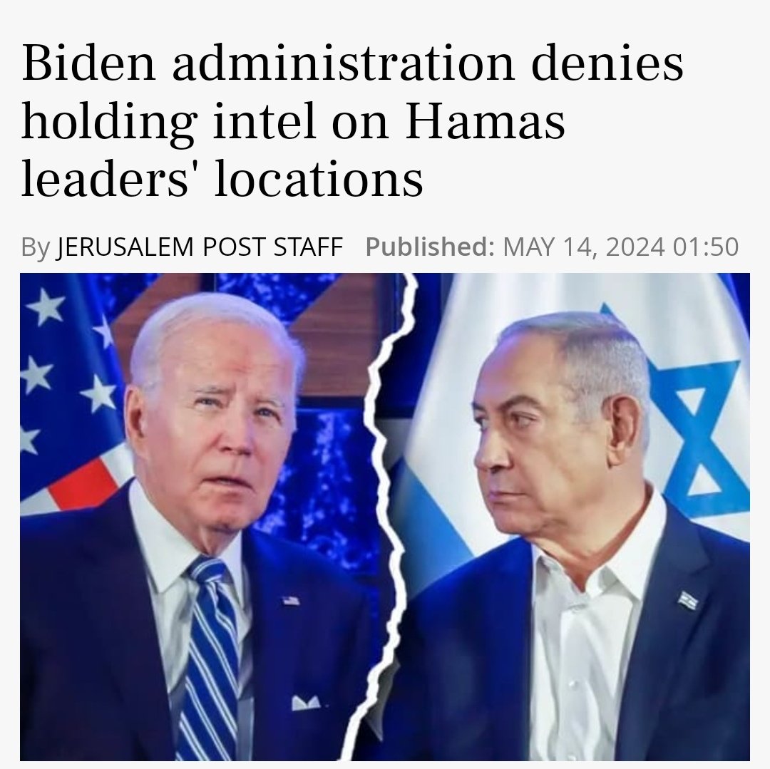 Biden to Israel: If you don't invade Rafah, we'll give you the location of Hamas leaders 🎯 Israel: WTF?! You know their location and are withholding it?? 🤯 Biden: Nevermind. We don't really know their location, but made it up hoping you'd stop the Rafah invasion 🤡 _