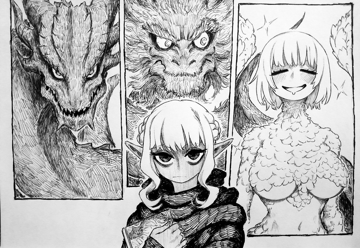 Starbind_S's tweet image. The Lunatic&apos;s Dragons.
#DungeonMeshi