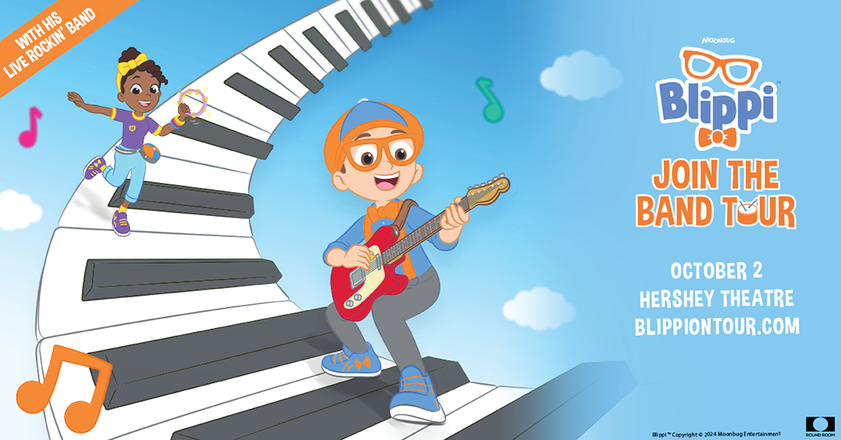 Show announcement: Grab your drumsticks, tune up your guitar and move those feet with @Blippi: Join The Band Tour, coming to #HersheyTheatre on October 2! Tickets for the show go on sale May 23 at 10 AM. bit.ly/4bDkJ56